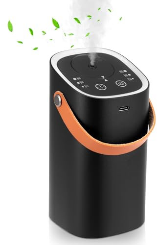 Waterless Diffuser for Essential Oil, USB Rechargeable Waterless Aromatherapy Oil Diffuser with 3 Mist Levels and 1/3/6H Timing Function, Aroma Diffuser for Car Home Office - Black
