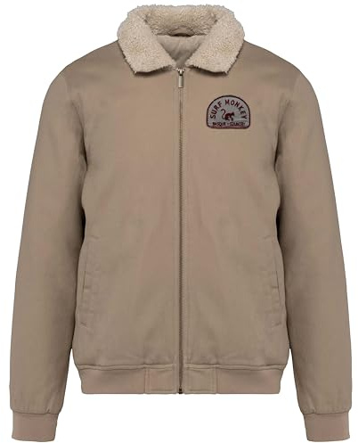 Surf Monkey Chaqueta de camionero Sherpa hombre/chaqueta tipo cargo con cuello vuelto/algodón orgánico