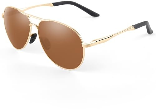 MXNXEU Sonnenbrille Herren Damen Fahrerbrille Polarisierte Unisex Outdoor Klassische Stile(Braun Linse Gold Rahmen)