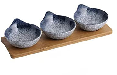 DDKYHU Dipschalen Keramik-Dip-Dipschalen mit Tablett Kleine Gewürzschale Kreative Retro-Snack-Obstschale Restaurant-Soßenschale aus Porzellan