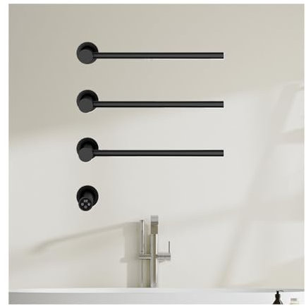 WRJAHCG Scaldasalviette Elettrico per Spa Nail Salon Barber E Hot Shaving,Termoarredo Bagno da Parete,Porta Asciugamani da Bagno,Nero,3 Rods