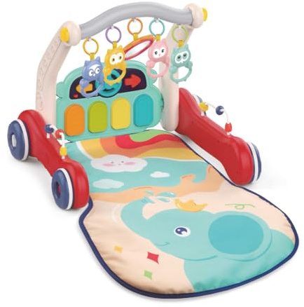 Ludi — 3-in-1-Spielmatte und Laufwagen — Spieltisch mit Musikklavier und Klangklappern — skalierbar von der Geburt bis zum Gehen — ab 0 Monaten — 72 x 46 cm