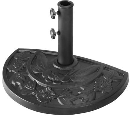 C-Hopetree 14 kg Half Round Heavy Duty Patio Garden Parasol Base Stand for Outdoor Market Table Umbrella, Black