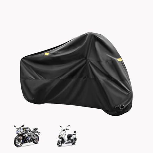 Housses de Moto Housse de Protection Anti-poussière pour Garage extérieur, imperméable de qualité pour Scooter Pluie Soleil UV Vent Housse de Protection Universelle pour Moto avec Sac de Rangement