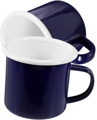 Mipcase 2pezzi Tazza Smaltata Tazza Per Contenitore Per Bevande Vintage Bar Ristorante Tè Freddo Latte Di Frutta Gassata Impugnare Previeni Scottature Usa
