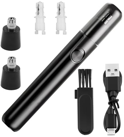 Tondeuse nez homme,Tondeuse Poil de Nez Rechargeable Professionnel USB,Indolore Pour Homme Et Femme, Rechargeable, Double Lame, étanche, 2 Têtes de Rechange (noire)