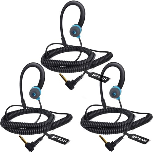 HYS Leichter Ohrbügel - 3,5mm Klinke - Linkes oder rechtes Ohr - Kopfhörer Headset für Funkgeräte Handmikrofon (BLUEC-3)