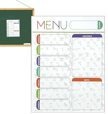 Fridge Organizer, Weekly Meal Planner Whiteboard, Weekly Planner, Shopping List Meal Reminder Organization Home Kitchen