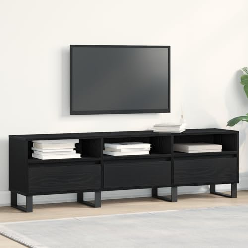 KTHLBRH TV-Schrank Schwarz Eiche HiFi Rack Sideboard Wohnzimmer tv Bank Fernseher kommode 150x30x44,5 cm Holzwerkstoff