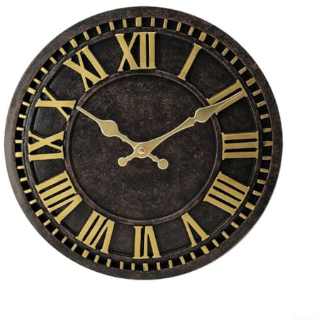 Orologio da parete per esterni impermeabile da 30,5 cm, realizzato con resina resistente alle intemperie, adatto per pareti da giardino, recinzioni e decorazione interna del soggiorno