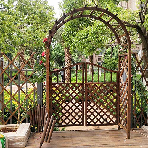 Gartenbogen aus Holz, stabile Pergola-Laube mit Tor, einfach zu montieren, Blumenpflanze, Kletterbogen, für Rasen im Freien