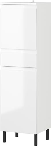 Germania Schrank 8242-84 GW-Salinas, in Weiß, griffloses Design, 34 x 120 x 34 cm (BxHxT)