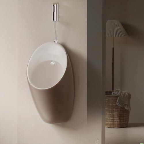 Orinatoio da uomo in ceramica da parete con valvola di scarico del sensore, a prova di fuoriuscite, per bagni pubblici, hotel e bagni, ideale per aree ad alto traffico (A B)