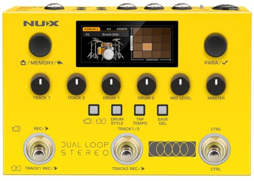 NUX DUAL LOOP STEREO Looper Pedal, Dual-Track Looper，Guitar Pedal for Electric Guitar, 4 Effects，42 Rhythm Presets with 672 Rhythm Variations, 26 Hours Recording Time, 99 Phrase Memories