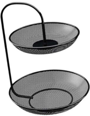 Colcolo de 2 niveles, organizador antideslizante de hierro, frutero, verdulero, bol y verduras, ideal para encimera de cocina o, Negro