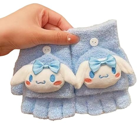 ISABELLA MOON Fingerless Flap Cover Gloves Winter Knit Warm Mittens Soft Lined Fleece Thermal Outdoor Half Finger Gloves with Cover Convertible Flip Top for Kids boys girls (3D CN)