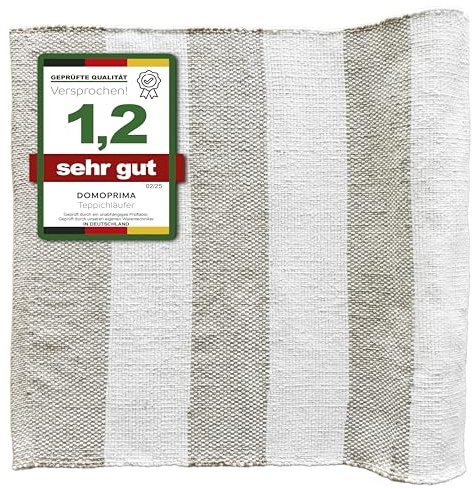 Teppichläufer 70x140 cm – 7 moderne Designs – 98% Baumwolle (BCI), 2% Polyester – Waschbar – Fußbodenheizung geeignet – OEKOTEX – für Wohnzimmer, Flur, Küche & Schlafzimmer (creme-taupe)