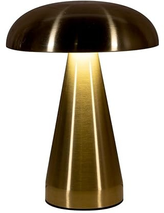 Coen Bakker LED Tischleuchte im Pilz-Design - Kabellose Akku-Tischlampe dimmbar mit Touch-Steuerung - USB Anschluss und 3 Lichtmodi - Hochwertige Metall-Optik (Gold)