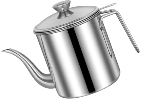 DOITOOL Fetttrennkanne aus Edelstahl 1,3l mit Sieb und Deckel Auslaufsicherer Ölfilterbehälter für Küche zur Filtration von Speiseöl und Bratöl
