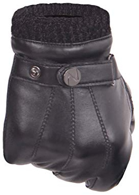 Nappaglo Herren PU Lederhandschuhe - Touchscreen Handschuhe Mit Langen Fleecefutter Winter Fahren