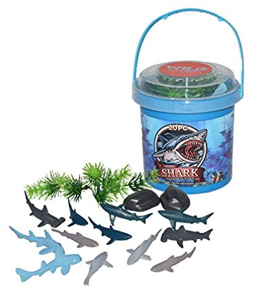 Wild Republic Adventure Bucket Mini Hai, Geschenk für Kinder, Sandspielzeug mit Spielzeugfiguren, Sensorisches Spielzeug