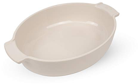 PEUGEOT - Plat Four En Céramique Ovale - 31 cm (anses comprises) x 20 cm x 6 cm - Contenance : 2,2 L - Garanti 10 Ans - Fabrication Française - Coloris Ecru
