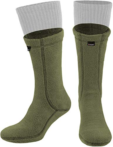 281Z Military Warm 8 inch Boot Liner Socks - Outdoor Tactical Hiking Sport - Polartec Fleece Winter Socks (Large, Olive Green)