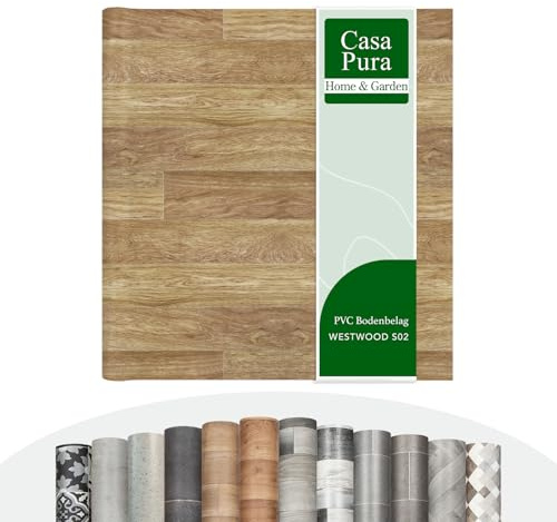 casa pura Pavimento in PVC - Pellicola in vinile per mobili e pavimenti, adesivi effetto legno, pavimento in PVC, rullo antiscivolo (Aspect Rovere Rustico - 100 x 550 cm)