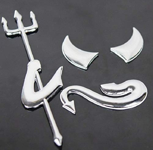 3D CHROM Teufel LOGO Devil AUFKLEBER Teufelaufkleber für Auto Emblem, Pkw, Tuning, auch für Handy, Laptop, Notebook, Tablet usw. (Chrom)