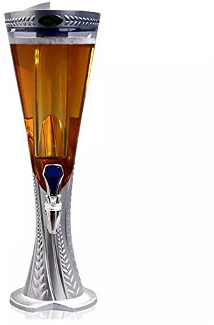 Torre de cerveza Bebidas del dispensador de Torre Dispensador de cerveza 3L, columna de cerveza con refrescamiento de hielo, dispensador de bebidas de fiesta divertido con grifo, tubo de hielo y luces