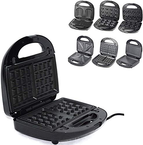 GLP 6 in 1 Sandwich Toaster, Waffle Maker, Panini Maker, Nut Cake Donut Machine, Toastie Maker with Detachable Non-Stick Plates, Dishwasher Safe, 750W