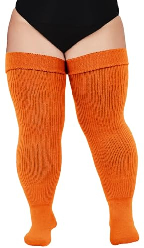 Måne trä plus storlek overknees strumpor dam extra långa knästrumpor dam höga strumpor mjuka varma kragar med trädgård stor storlek, kopparorange, one size