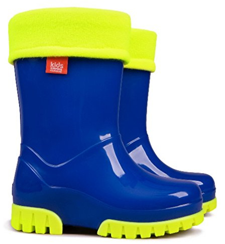 Demar Bottes de pluie en caoutchouc chaudes doublées en polaire pour enfants, bleu, 24/25 EU