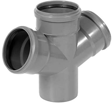 KNM TRADE HT-Doppelabzweig DN110 45° – 4-fach T-Stück PP grau für Innenabwasser