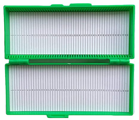 1 Stück Kunststoff-Objektträger-Aufbewahrungsbox für Mikroskop-Objektträger-Aufbewahrungsbox für 50 Objektträger Home School, Zufällige Farbe
