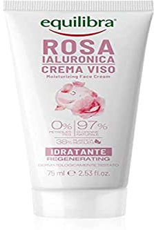 Equilibra Viso, Rosa Ialuronica Crema Viso Idratante a Base di Estratto di Rosa Damascena e Acido Ialuronico, Idratante, Assorbimento Rapido, Non Unge, 75 ml