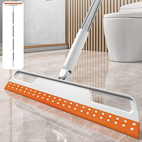 ATopoler 56inch Long Floor Squeegee with 4 Removable Poles Household Broom 180-Degree Adjustable Silicone Water Squeegee Floor Wiper for Shower Bathroom Kitchen Water Foam Cleaning