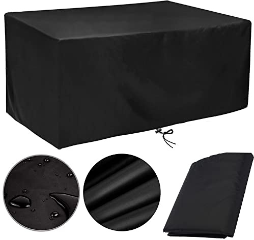 Gartentisch Abdeckung 160x140, Schutzhülle Gartentisch 160x140x100cm Abdeckplane für Gartenmöbel Schutzhülle Gartenmöbel Abdeckhaube Rechteckige Wasserdicht Winddicht Anti-UV -Schwarz (160x140x100cm)
