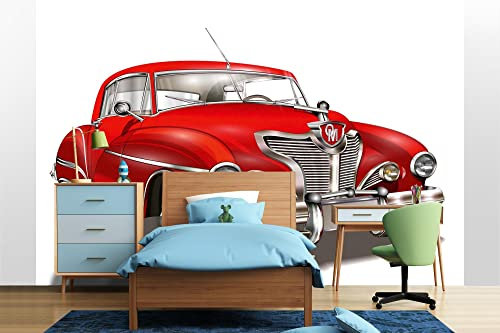 Vlies Fototapete RETRO AUTO IN GRAU 375 x 250 cm (inkl. Kleister) - Vlies Tapete, Wandtapete, Wandbilder - Tapete für Wohnzimmer Schlafzimmer, Büro, Küche - Montagefertig