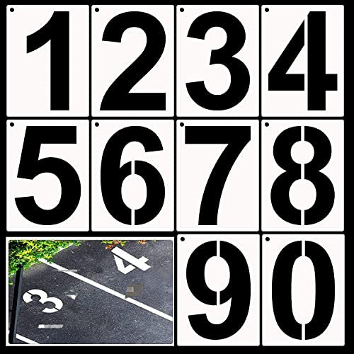 8inch 0 bis 9 große Zahl Schablonen Set, Wiederverwendbare Plastik Curb Address Nummer Stencils Straßenschild Digitale Vorlagen zum Malen von DIY Mailbox Straße Parkplatz Tür Trucks Malerei Schablone