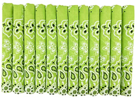HankieWorld Bandanas Gift Set 12 Pack Soft Thin Handfeel Cotton Bandanna Scarf for men(12 Pack-Greenery)