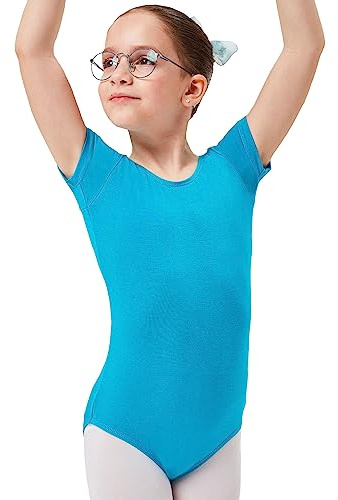 tanzmuster Ballettanzug Mädchen Kurzarm - Sally - Gr. 92-170 - aus weicher Baumwolle - Ballettbody Kinder Ballett Trikot
