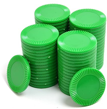 SmartDealsPro Mini compteurs d'apprentissage en plastique opaque, jetons pour jeux de jetons de poker, avec boîte de rangement, vert foncé, 32 mm (64 pièces, tournesol)