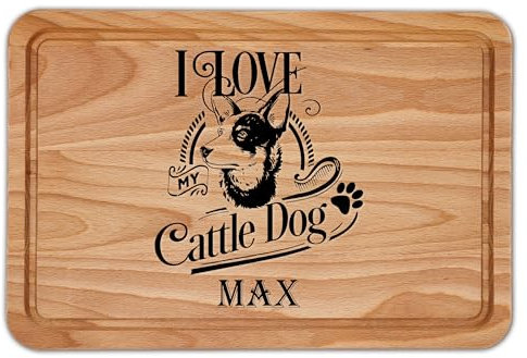 Personalised I Love My Cattle Dog Chopping Board Cheeseboard Kitchen Accessory House Warming Gift