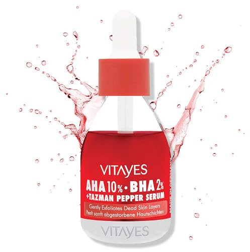 Vitayes AHA 10% + BHA 2% Rotes Peeling-Serum - Porenverfeinernd - revitalisierend - natürliche Inhaltsstoffe - für alle Hauttypen, 30ml