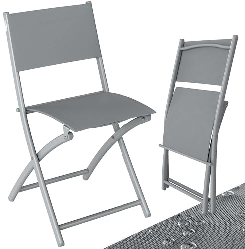 CASARIA® Sillas Jardin Plegables Set de 2 Capacidad Carga 130kg Metal Resistente Intemperie 46x52x80 Silla Balcón Terraza
