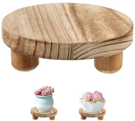 SMELEYOU Blumenhocker BlumenstäNder Holz Pflanzen Hocker 6 runde Holzstreiks kleiner Pflanzenständer Innenblüten Pot Halter Pflanzer Stand Tablett Dekorative Holzkuchenständer Sockel Tische