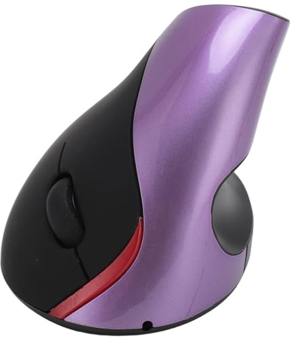 Elprico Souris Ergonomique, Souris Optique Verticale sans Fil 2,4 G avec 3 Niveaux DPI Réglables 800 1200 1600, Souris Verticale Rechargeable pour Ordinateur de Bureau, Ordinateur (Purple)