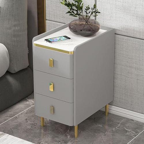 CuNtoHHH Robuster, schmaler Nachttisch, Nachttisch mit 3 Schubladen, Kleiner Nachttisch, moderner Nachttisch (Farbe: A, Größe: 25 cm)