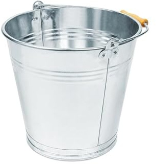 Dekoeimer Zinkeimer Metalleimer Blecheimer Gartendeko, Pflanzeimer, verzinkt Wassereimer, zum Bepflanzen oder Transportieren, Eiskübel Sektkühler (15 Liter mit Bodenring und Holzgriff)